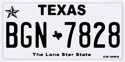 TX license plate BGN7828