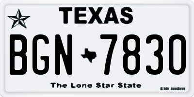TX license plate BGN7830