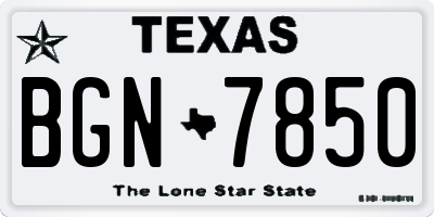 TX license plate BGN7850