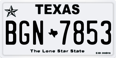 TX license plate BGN7853