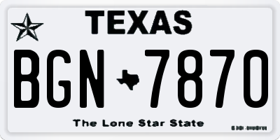 TX license plate BGN7870