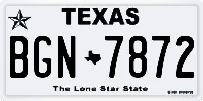 TX license plate BGN7872
