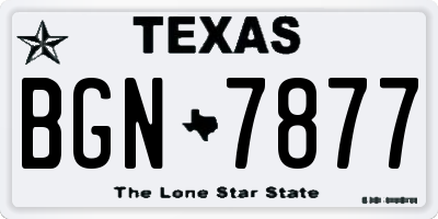 TX license plate BGN7877