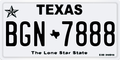 TX license plate BGN7888