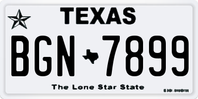 TX license plate BGN7899