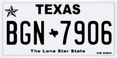 TX license plate BGN7906