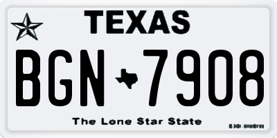 TX license plate BGN7908