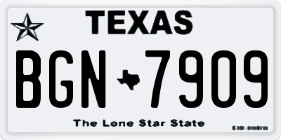 TX license plate BGN7909