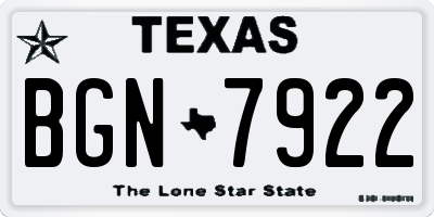 TX license plate BGN7922