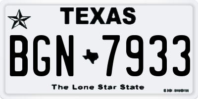 TX license plate BGN7933