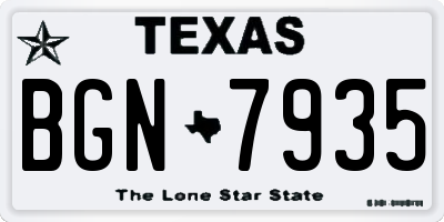 TX license plate BGN7935