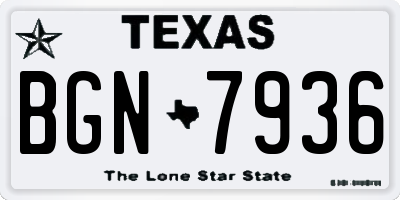 TX license plate BGN7936