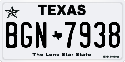TX license plate BGN7938