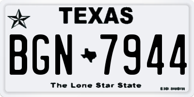 TX license plate BGN7944