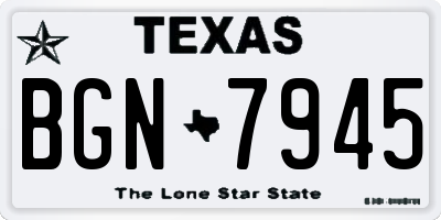 TX license plate BGN7945