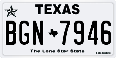 TX license plate BGN7946