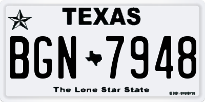 TX license plate BGN7948