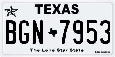 TX license plate BGN7953