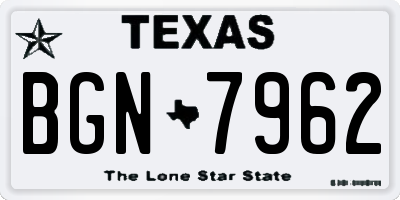 TX license plate BGN7962
