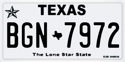 TX license plate BGN7972