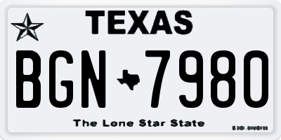 TX license plate BGN7980