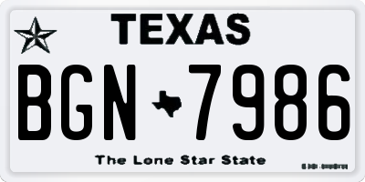 TX license plate BGN7986