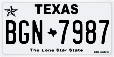 TX license plate BGN7987