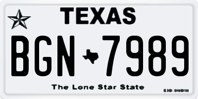 TX license plate BGN7989