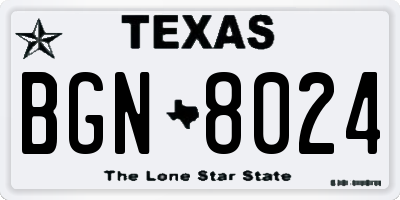 TX license plate BGN8024