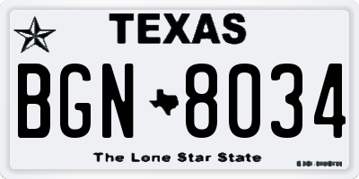 TX license plate BGN8034