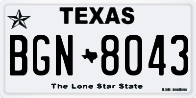 TX license plate BGN8043