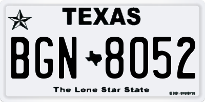 TX license plate BGN8052