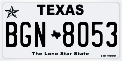 TX license plate BGN8053