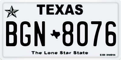 TX license plate BGN8076