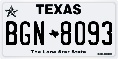 TX license plate BGN8093
