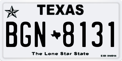 TX license plate BGN8131