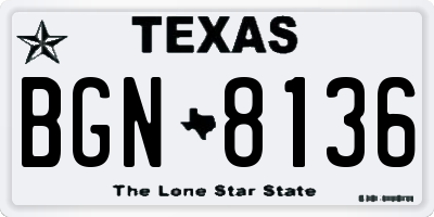 TX license plate BGN8136