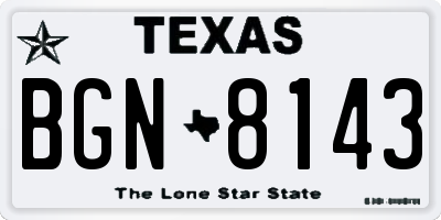 TX license plate BGN8143