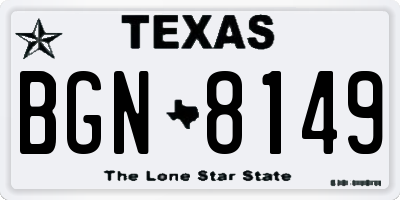 TX license plate BGN8149