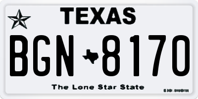 TX license plate BGN8170