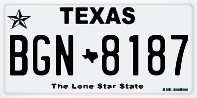 TX license plate BGN8187