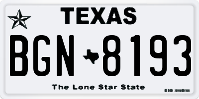 TX license plate BGN8193