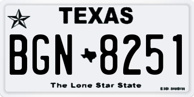 TX license plate BGN8251