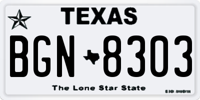 TX license plate BGN8303