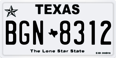 TX license plate BGN8312