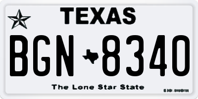 TX license plate BGN8340