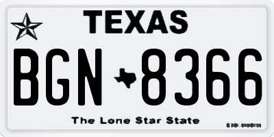 TX license plate BGN8366