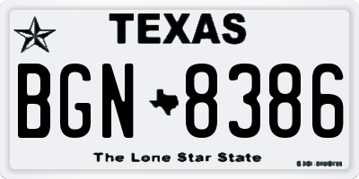 TX license plate BGN8386