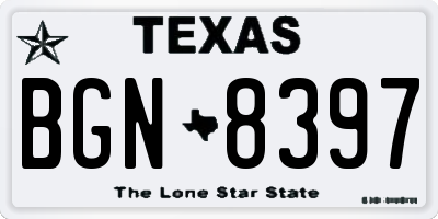 TX license plate BGN8397