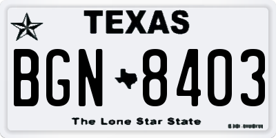 TX license plate BGN8403
